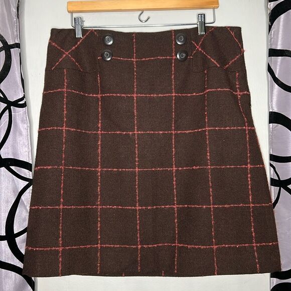 Cato Brown and salmon plaid skirt 16 - Picture 1 of 9